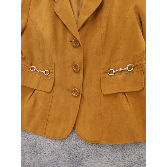 Studio Works Womens Blazer Jacket Size 10‎ Sueded Finish Horse Bit Details - Picture 3 of 7